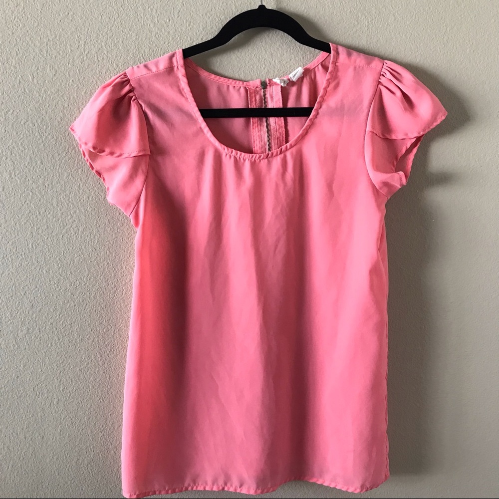 Japna Tulip Sleeve Exposed Zipper Blouse